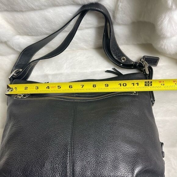 Coach black leather convertible shoulder /crossbody bag silver tone hardwares - Picture 11 of 11
